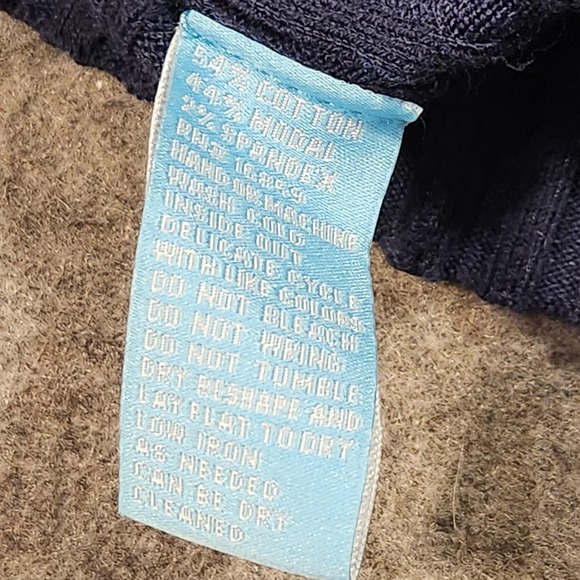 J.McLaughlin Sweater Womens Medium Navy Ribbed Knit Button Cuff Crewneck Stretch - Picture 6 of 8